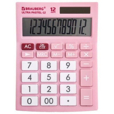 Калькулятор настольный Brauberg Ultra PASTEL-12-PK 12 разрядов 250503 (1)
