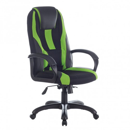 Кресло компьютерное Brabix Premium Rapid GM-102 до 180 кг экокожа/ткань черно-зеленое 532419 (1)