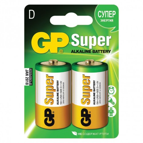 Батарейки алкалиновые GP Super LR20 (D) 2 шт (2)