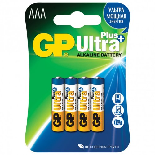 Батарейки алкалиновые GP Ultra Plus LR03 (AAA) 4 шт 24AUP-2CR4 (3)