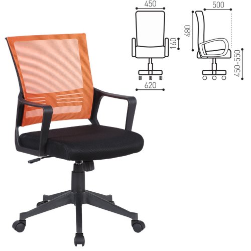 Кресло офисное Brabix Balance MG-320 сетка/ткань черно-оранжевое 531832 (1)