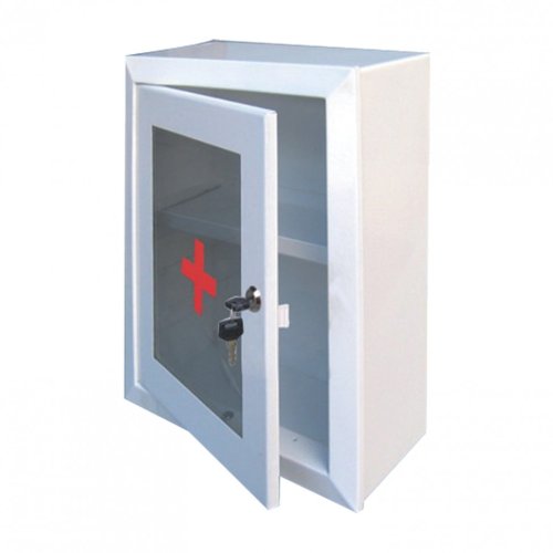 Шкафчик-аптечка металлический навесной ключевой замок стекло 330x280x140 мм 290312 (1)