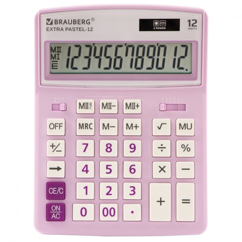 Калькулятор настольный Brauberg Extra PASTEL-12-PR 206x155 мм 12 разр сиреневый 250489 (1)