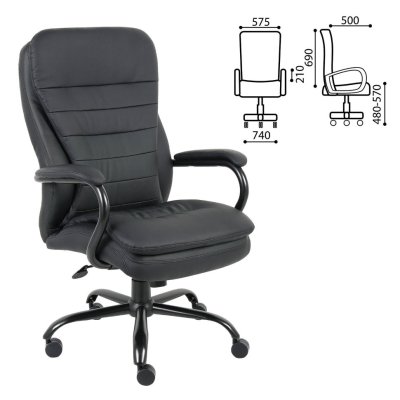 Кресло руководителя Brabix Premium Heavy Duty HD-001 до 200 кг экокожа черное 531015 (1)
