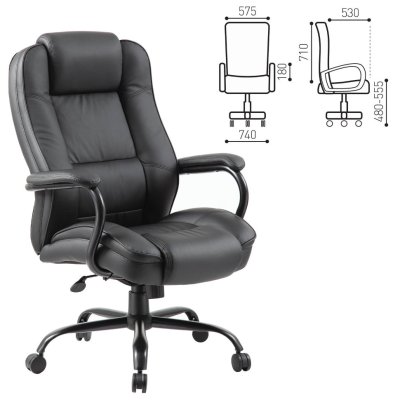 Кресло руководителя Brabix Premium Heavy Duty HD-002 до 200 кг экокожа черное 531829 (1)