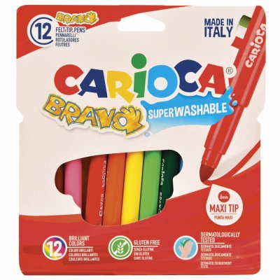 Фломастеры суперсмываемые утолщенные Carioca Bravo 12 цветов 42755/151910 (2)