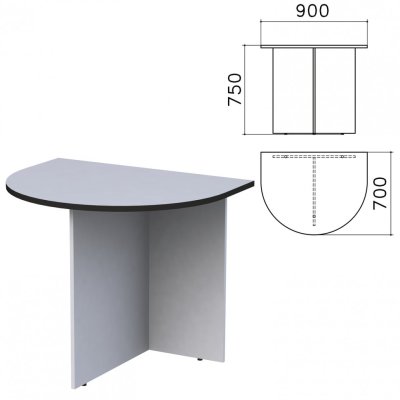 Стол приставной к столу для переговоров 640112 Монолит 900х700х750 мм серый ПМ19.11/640115 (1)