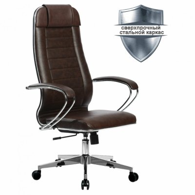 Кресло офисное Метта К-29 хром экокожа сиденье и спинка мягкие темно-коричневое 532476 (1)