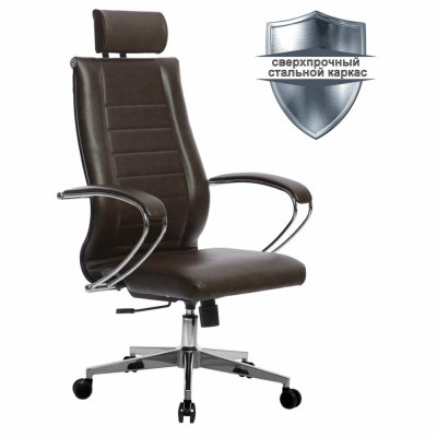 Кресло офисное Метта К-32 хром экокожа подголовник темно-коричневое 532480 (1)