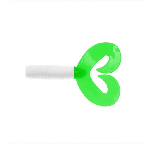 Твистер Helios Credo Double Tail 1,96"/5 см, цвет White & Green 10 шт HS-27-016