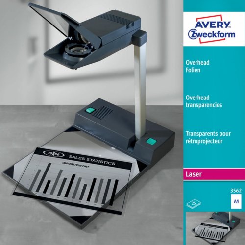 Пленка для проекторов А4 ч/б лазерная печать полиэстер 100 мкм 25 л Avery Zweckform 3562 532898 (1)