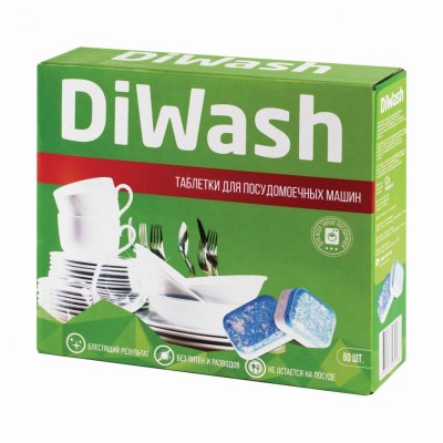 Таблетки для посудомоечных машин 60 штук DIWASH 604642 (1)