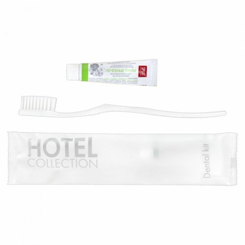 Зубной набор к-т 300 шт HOTEL COLLECTION зубная щётка + зубная паста 5 г саше флоупак 608843 (1)