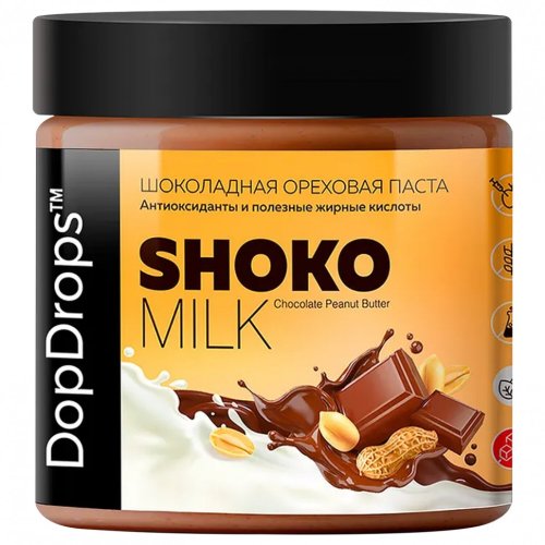 Паста шоколадная DOPDROPS с арахисом и молочным шоколадом 500 г 622827 (1)