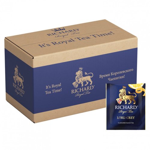 Чай RICHARD Lord Grey черный с бергамотом 200 пакетиков в конвертах по 2 г 100184 622180 (1)
