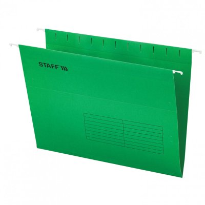 Подвесные папки А4 350х240 мм до 80 л к-т 10 шт зеленые картон STAFF 270929 (1)