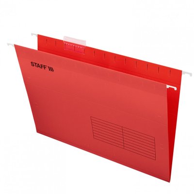 Подвесные папки A4/Foolscap 404х240 мм до 80 л к-т 10 шт красные картон STAFF 270936 (1)