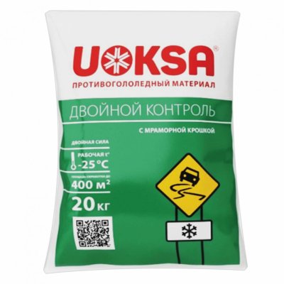 Реагент противогололёдный 20 кг UOKSA до -25°C хлорид кальция + соли + мрам крошка 607414 (1)