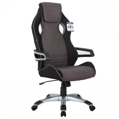 Кресло компьютерное BRABIX Techno GM-002 ткань черное/серое вставки белые 531815 (1)