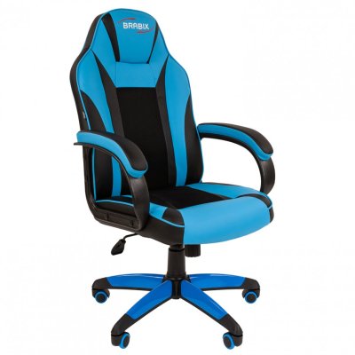 Кресло компьютерное BRABIX Tanto GM-171 TW/экокожа черное/голубое 532575 7083503 532575 (1)