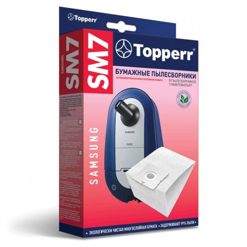 Мешок для пылесоса пылесборник бумаж TOPPERR SM7 SAMSUNG к-т 5 шт 1031 456433 (1)