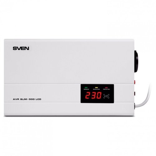 Стабилизатор SVEN SLIM-500 LCD 400 Вт 140-260 В 1 евророзетка SV-012809 354893 (1)