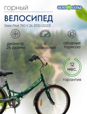 Складной велосипед Stels Pilot 750 V 24 Z010, год 2023, цвет Зеленый, ростовка 14 / Велосипеды Складные | Спорт и отдых | V4.Ru: Маркетплейс