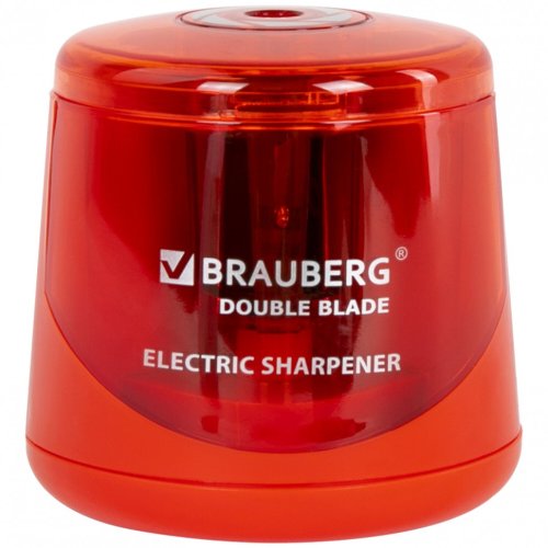 Точилка электрическая BRAUBERG DOUBLE BLADE RED двойное лезвие 271338 (1)
