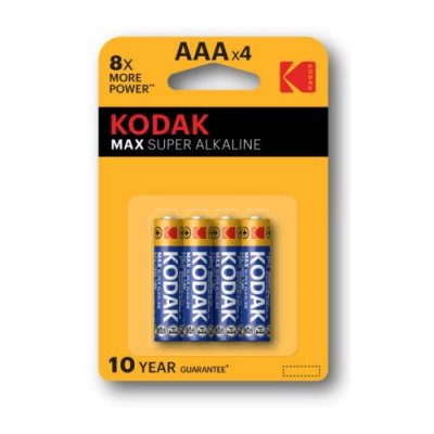 Батарейки KODAK MAX Super Alkaline, LR03-4BL, K3A-4