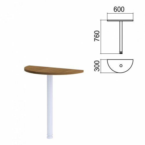 Стол приставной полукруг Арго 600х300 мм БЕЗ ОПОРЫ орех 641507 (1)