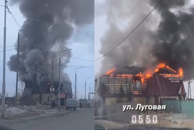 В Якутске загорелся двухэтажный частный магазин