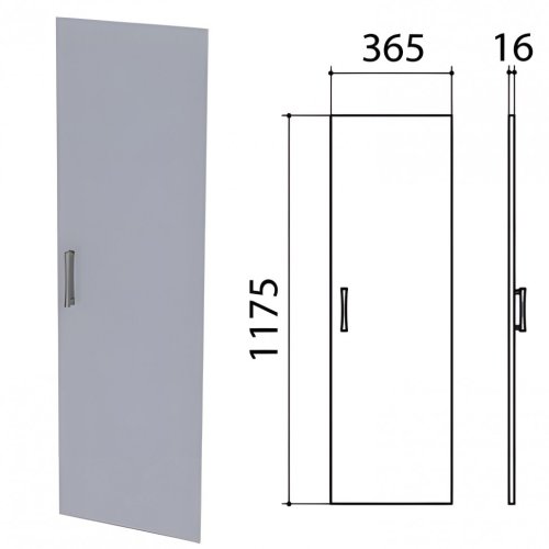 Дверь ЛДСП средняя Монолит 365х16х1175 мм цвет серый ДМ42.11 640208 (1)