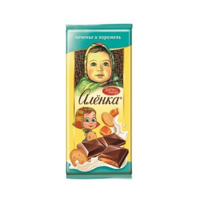 Шоколад Аленка с начинкой печенье и карамель, Красный Октябрь, 87 гр.