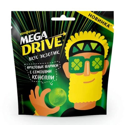 Фруктовые шарики Mega Drive с семенами конопли 55 гр.