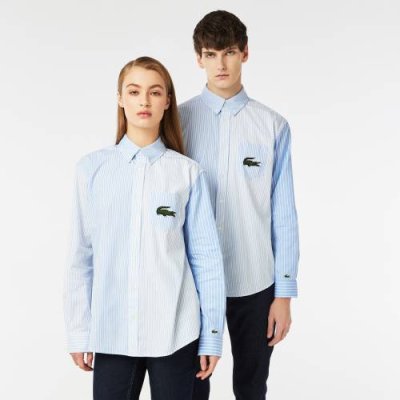 Хлопковая рубашка Lacoste Unisex  в полоску / Рубашки | Одежда, обувь и аксессуары | V4.Ru: Маркетплейс