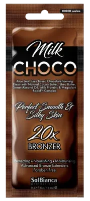 SOLBIANCA Крем с маслами какао, ши, миндаля, протеинами молока, витаминным комплексом и бронзаторами для загара в солярии / Choco Milk 15 мл
