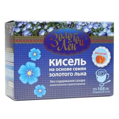 Кисель на основе семян льна без сахара (апельсин), 7 пакетов по 15 гр, Золотой лён / Красота | Товары для дома | V4.Ru: Маркетплейс