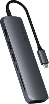 Адаптер Satechi USB-C Slim Multiport with Ethernet Adapter, серый космос / Адаптеры | Электроника | V4.Ru: Маркетплейс