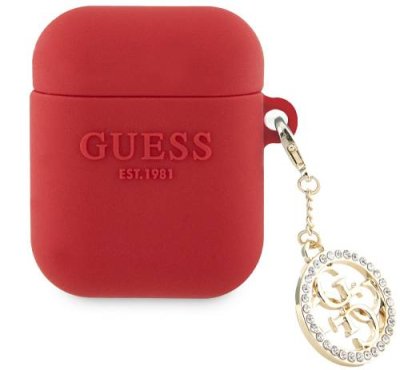 Чехол Guess Diamond Charm для Airpods 1/2, фуксия / Аксессуары для наушников | Электроника | V4.Ru: Маркетплейс