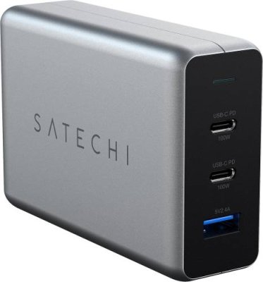 Сетевое зарядное устройство Satechi Compact Charger 2хUSB-C 100Вт + USB-A 12 Вт, GaN Power, серый / Зарядные устройства | Электроника | V4.Ru: Маркетплейс