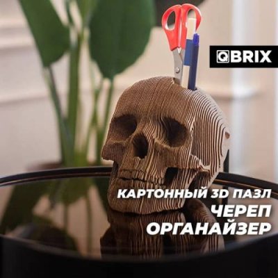 3D-конструктор QBRIX картонный "Череп органайзер" / Игры и игрушки | Электроника | V4.Ru: Маркетплейс