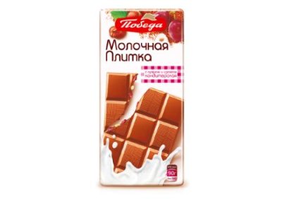 Кондитерская плитка "Молочная с орехом и изюмом" Молочная / Продукты питания | V4.Market