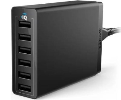 Сетевое зарядное устройство Anker PowerPort 6 USB 60W A2123 черное / Anker | Электроника | V4.Ru: Маркетплейс