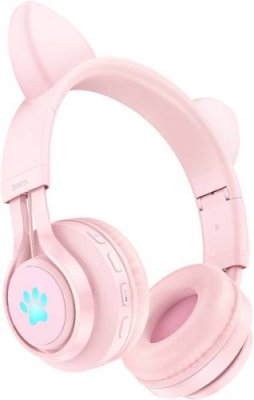 Bluetooth-гарнитура Hoco W39 Cat ear Kids розовые (детские, разноцветная подсветка ушек) / W39 | Электроника | V4.Ru: Маркетплейс