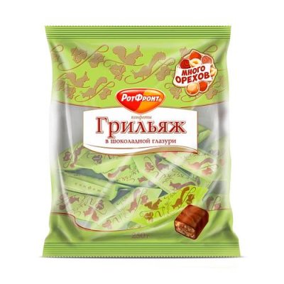 Конфеты Грильяж в шоколаде, Рот Фронт, 200 гр. Шоколадные конфеты / Продукты питания | V4.Market