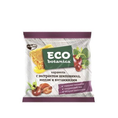 Карамель Eco-botanica с экстрактом шиповника, медом и витаминами, 150 гр. Конфеты с пользой / Продукты питания | V4.Market