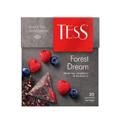 Чай черный Tess Forest Dream со вкусом малины и черники, в пирамидках, 20 шт. Чай, кофе / Продукты питания | V4.Market