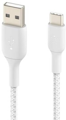 Кабель Belkin BoostCharge Braided USB-A - USB-C, 2 м, нейлон, белый / Кабели | Электроника | V4.Ru: Маркетплейс