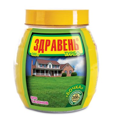 Удобрение Здравень Турбо для газонов банка-бочка 300 г Для газона / Дача, сад и огород | V4.Market