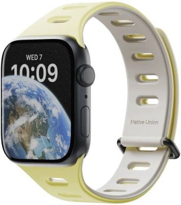 Ремешок Native Union Active Strap для Apple Watch 38/40/41 мм, S, силикон, лимонный+серый / Ремешки | Электроника | V4.Ru: Маркетплейс